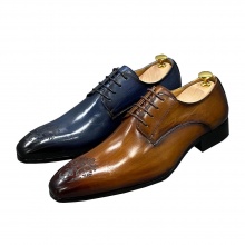 Lace-up Shoes Luxury Men Genuine Leather Shoes Hand Dyed Beautiful Design Handwork Men Shoes For Outdoor